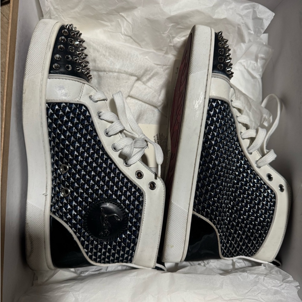 christian louboutin men spike navy blue/black